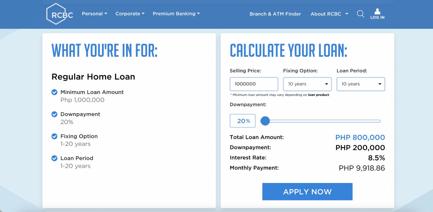 rcbc home loan calculator