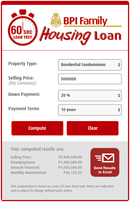 BPI home loan calculator