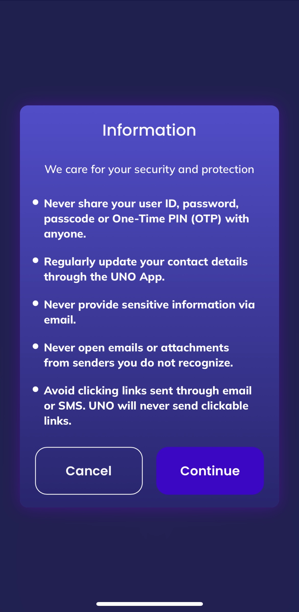 UNODigital bank opening savings account