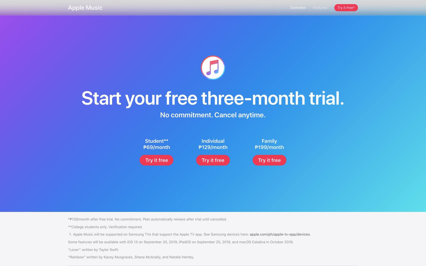 Apple music free trial philippines